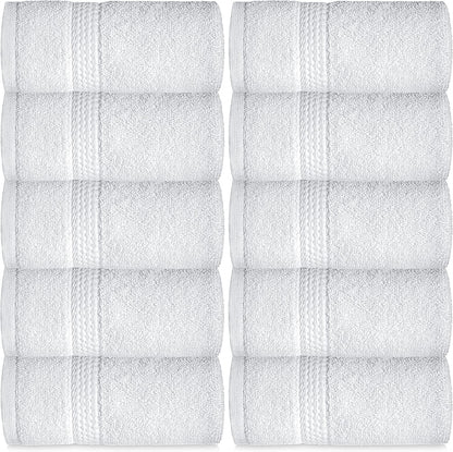 Premium Cotton Bath Hand Towels for Home, Hotel & Spa, 12-Pack White