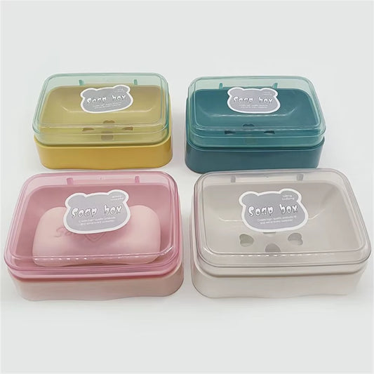 Bathroom Soap Dish with Lid Home Plastic Soap Box Keeps Soap Dry Soap Dish Travel Portable Soap Tray Dish Storage Soap Container