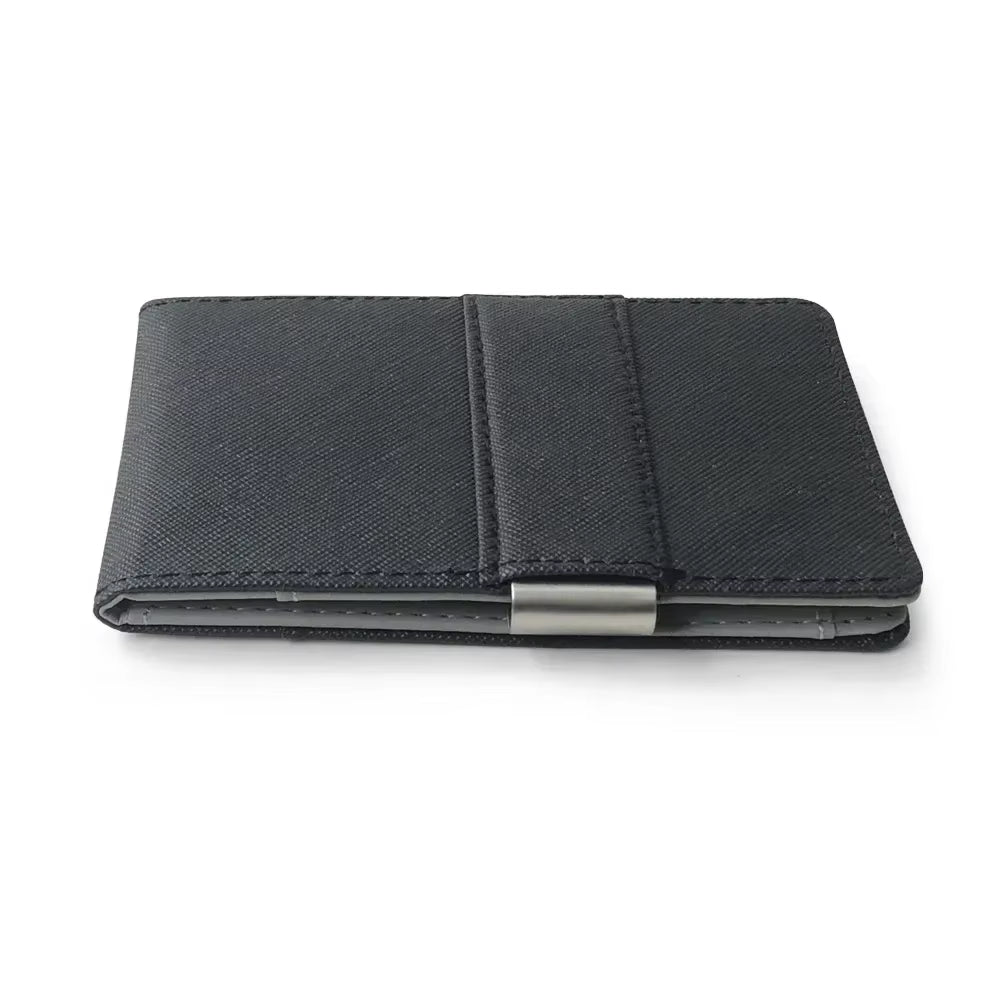 Hot Sale Fashion Solid Men'S Thin Bifold Money Clip Leather Wallet with a Metal Clamp Female ID Credit Card Purse Cash Holder