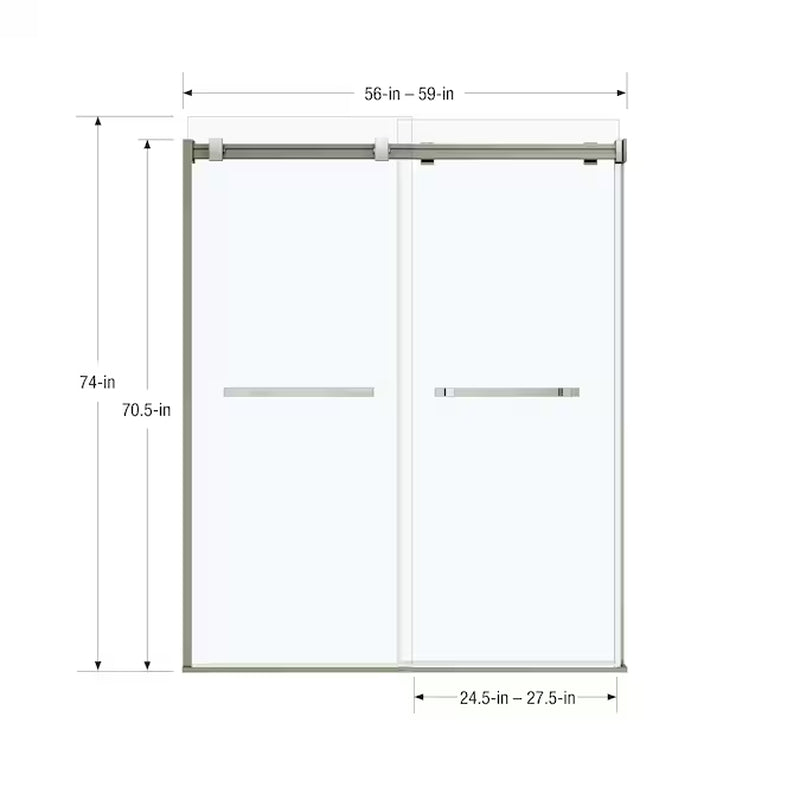 Duel Brushed Nickel 56-In to 59-In W X 59-In H Frameless Bypass Sliding Bathtub Door