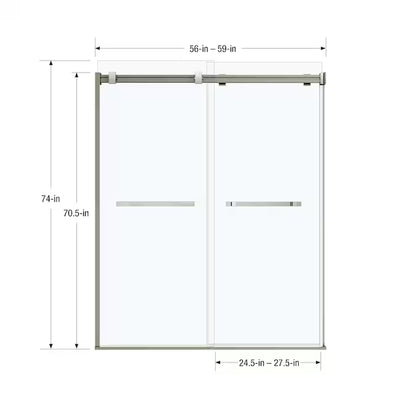 Duel Brushed Nickel 56-In to 59-In W X 59-In H Frameless Bypass Sliding Bathtub Door