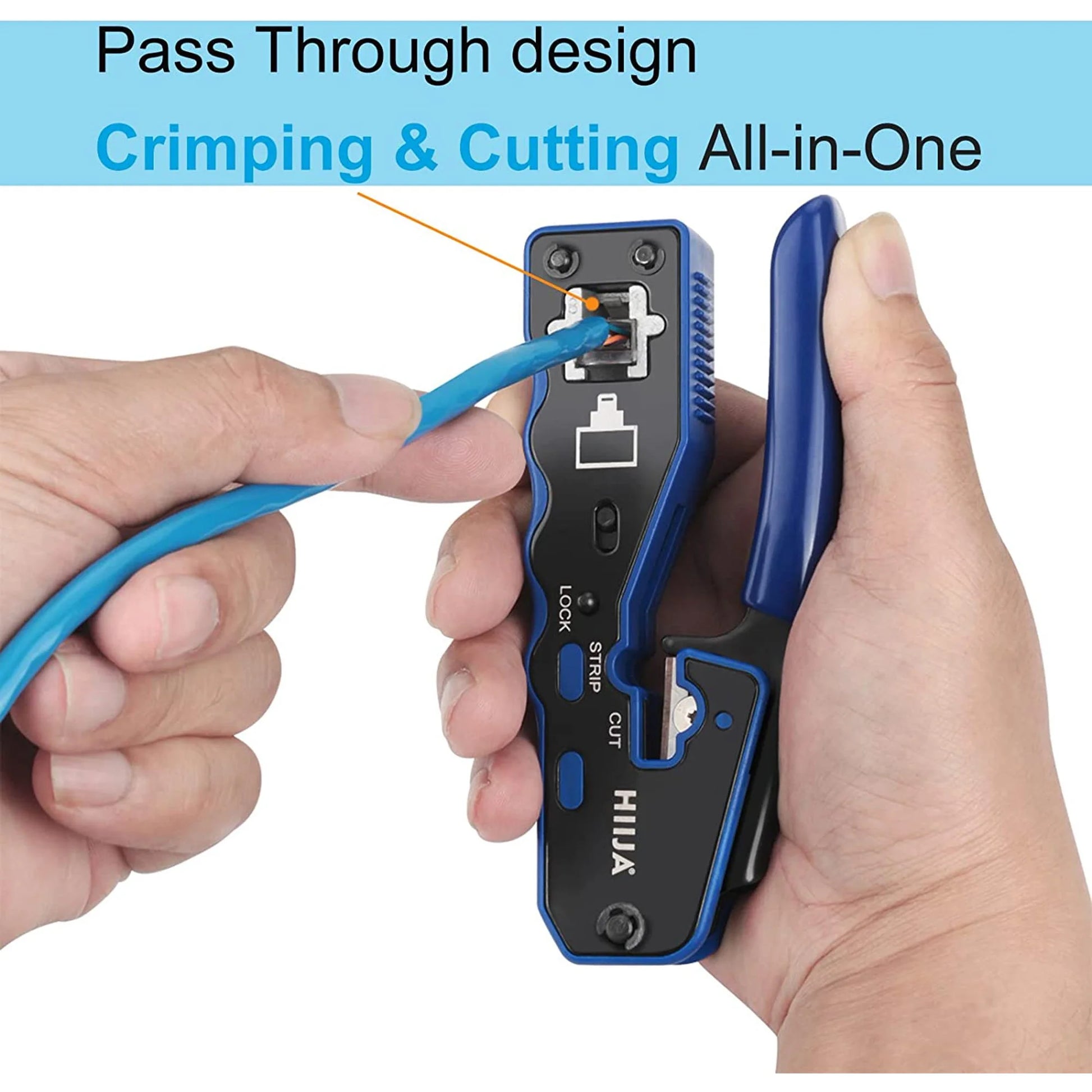 RJ45 Crimp Tool Kit, RJ45 Crimper Cat6 Crimping Tool Ethernet Crimper with 50PCS Cat5E Cat6 Connectors, 50PCS Covers