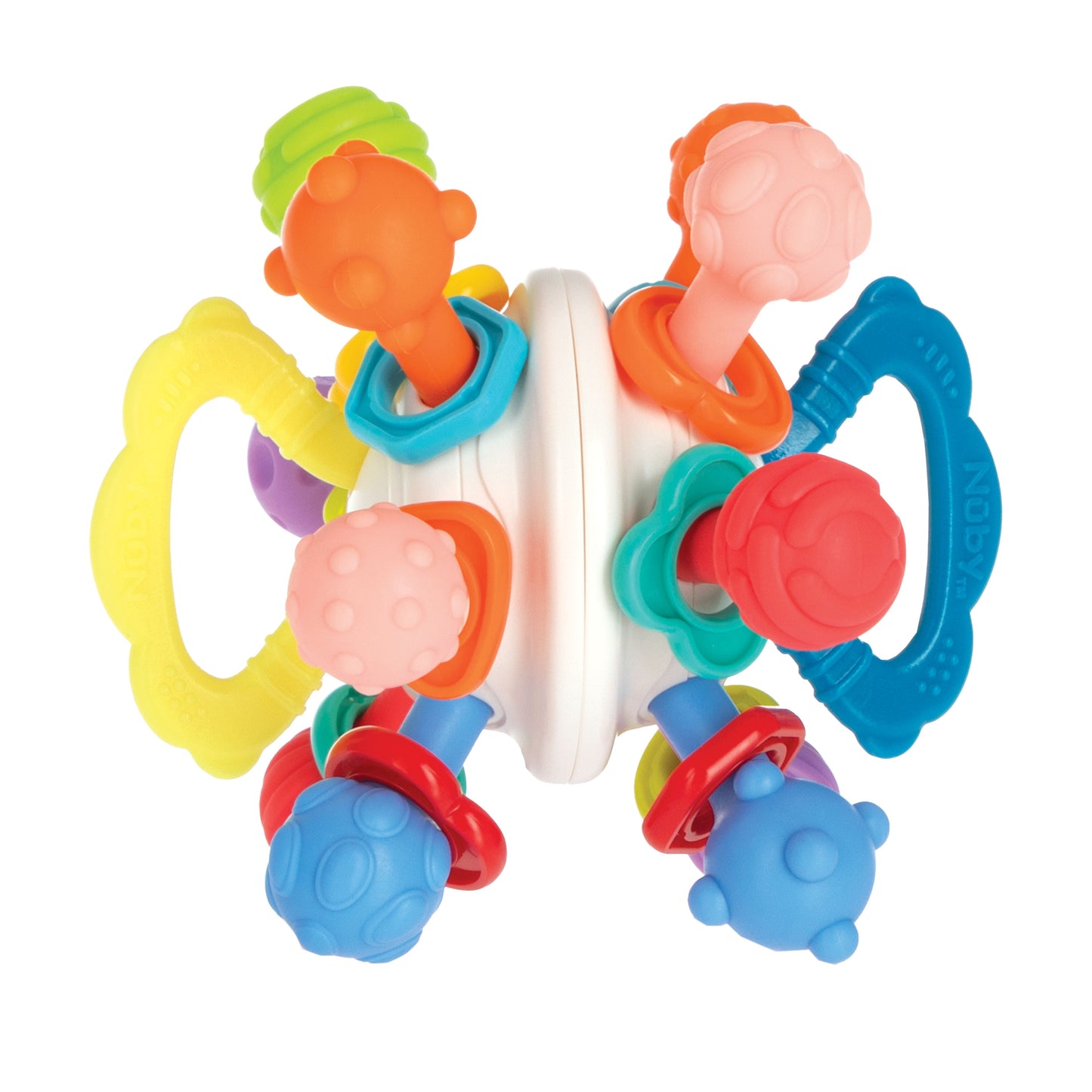 Textured Twist Ball Baby Teether Toy with Colorful Rattle