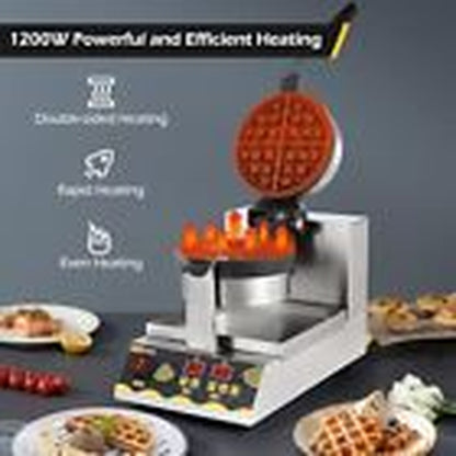 Belgian Waffle Maker Commercial Intelligent round Waffle Maker Rotating 180°