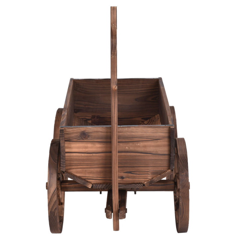 Wood Wagon Planter Pot Stand with Wheels