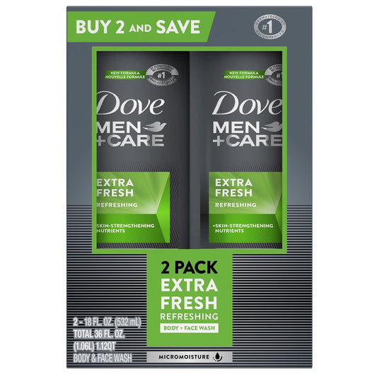 Extra Fresh Refreshing Hydrating Men'S Face & Body Wash All Skin Twin Pack, 18 Oz