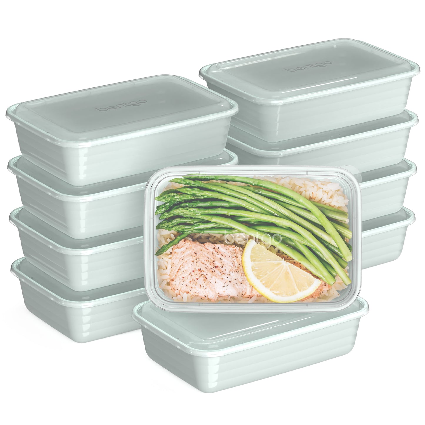 ® Prep 1-Compartment Containers - 20-Piece Meal Prep Kit: 10 Trays & 10 Lids - Lightweight, Durable, & Reusable Bpa-Free To-Go Food Containers; Microwave/Freezer/Dishwasher Safe - Mint