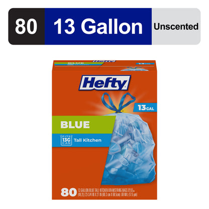 Blue Trash Bags, Blue, 13 Gallon, 80 Count