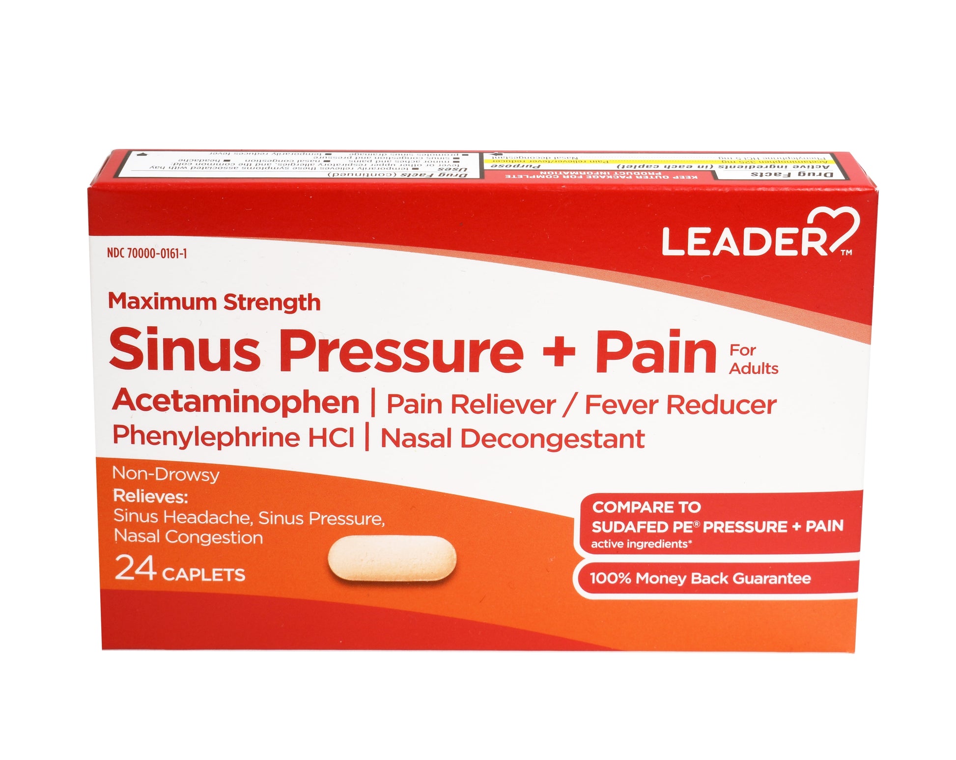 Sinus Pain Allergies or Cold Max Strength Caplets, Acetaminophen Pain Reliever 24 Count