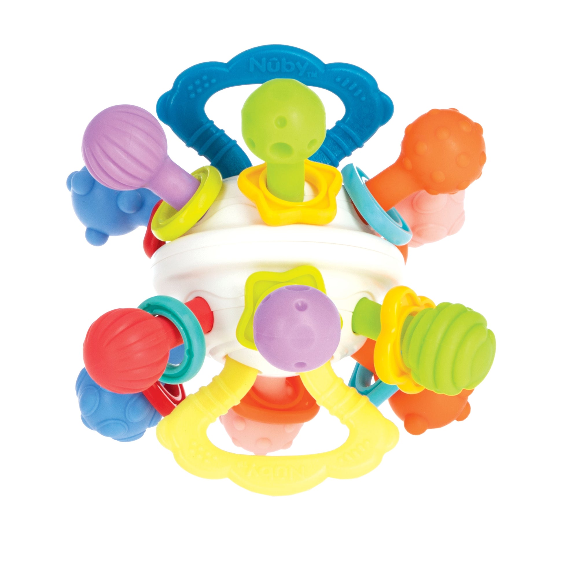 Textured Twist Ball Baby Teether Toy with Colorful Rattle