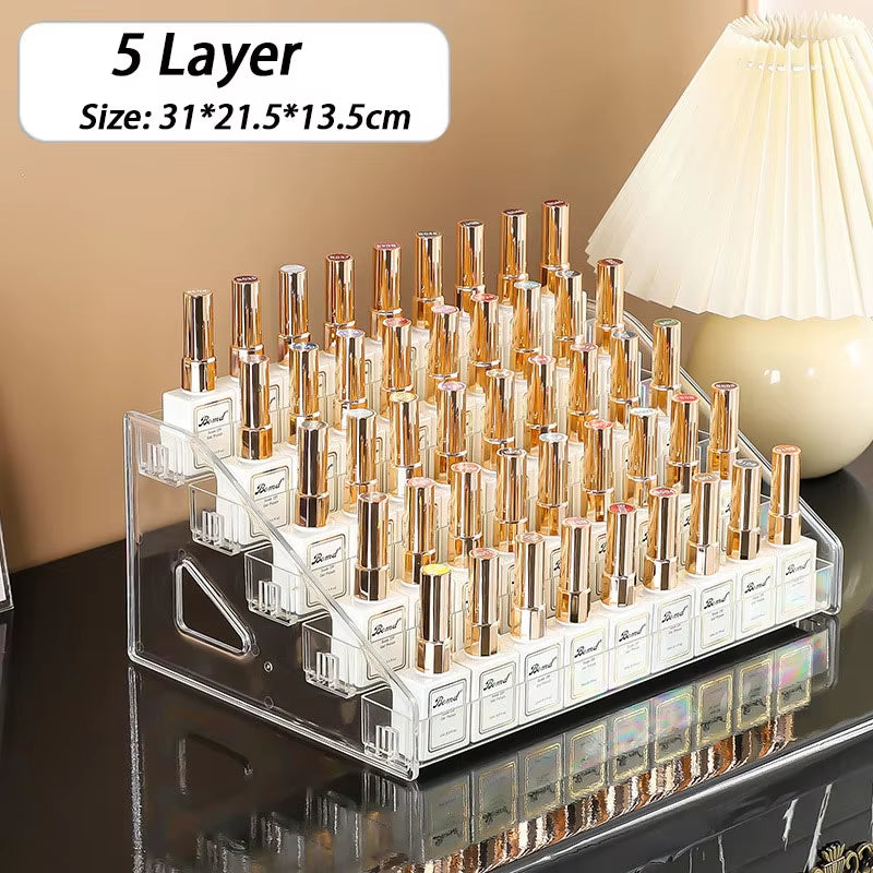 1/3/4/5/6/7 Layers Acrylic Nail Polish Display Organizer Gel Shelf Quick Install Cosmetic Rack Jewelry Stand Manicure Storage