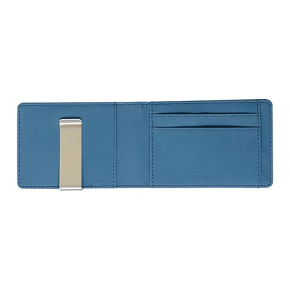 Hot Sale Fashion Solid Men'S Thin Bifold Money Clip Leather Wallet with a Metal Clamp Female ID Credit Card Purse Cash Holder