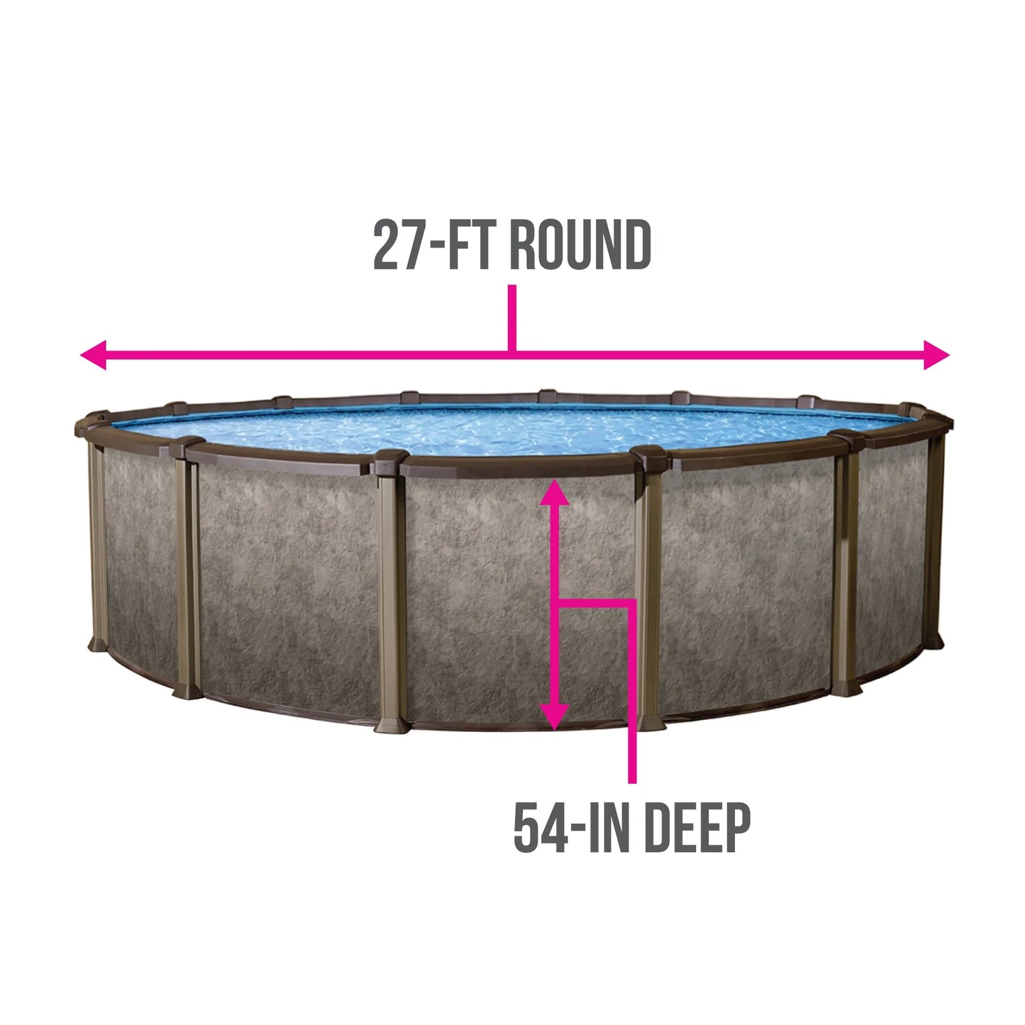 Riviera 27-Ft round 54-In Deep 8-In Top Rail Metal Wall Swimming Pool Package