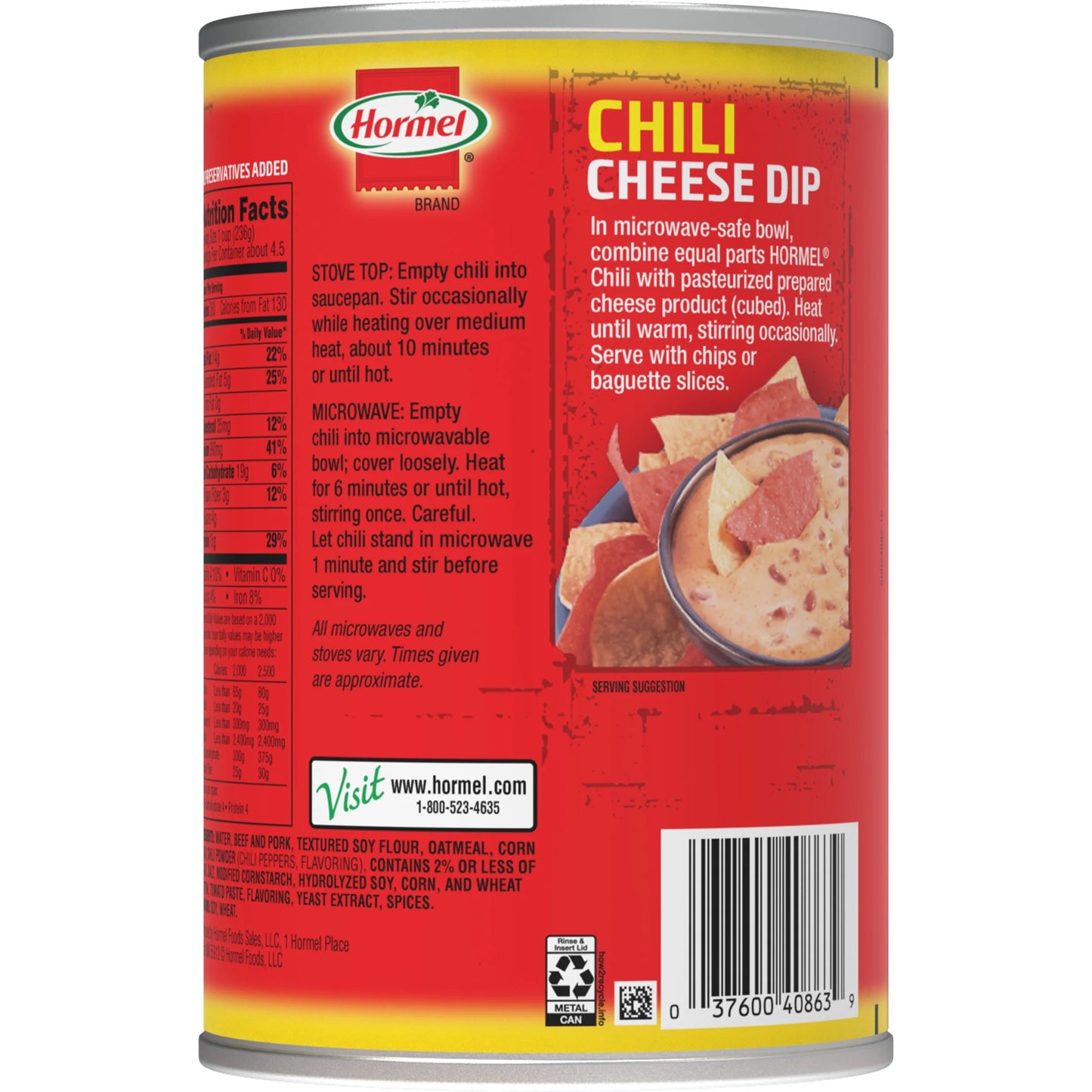 (3 Pack)  Chili No Beans, Shelf-Stable, 38 Oz Steel Can