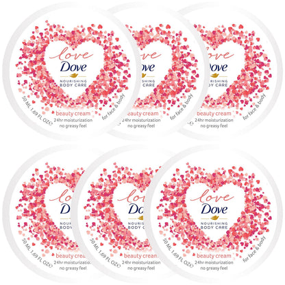 Body Love Beauty Cream, Face & Body, 6-Pack – 24H Moisturizing Cream for Dry Skin, Travel-Size, 1.69 Fl Oz Ea