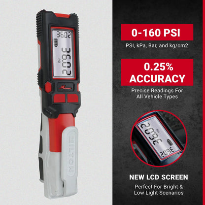 NEW & IMPROVED - S-581E EZ-LOCK™ Air Chuck Precision Digital Tire Inflator & Pressure Gauge (0-160 PSI), Extreme ± 0.25% Accuracy