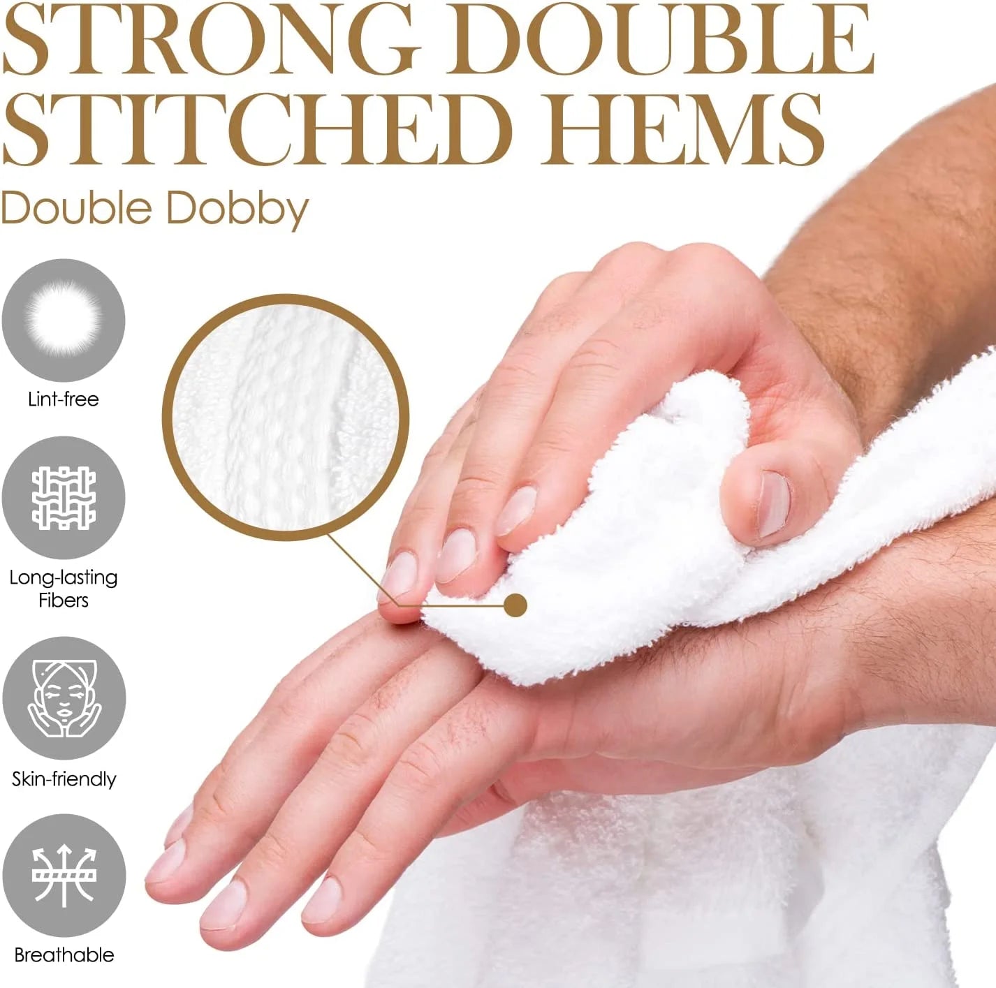 Premium Cotton Bath Hand Towels for Home, Hotel & Spa, 12-Pack White