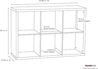 6 Cube Storage Shelf Organizer Bookshelf with Back Panel, Easy Assembly, Wood, White Finish