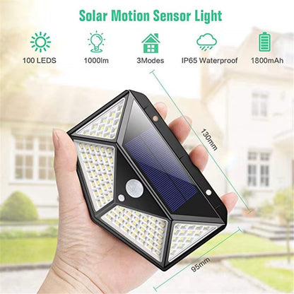 LED Solar Wall Lamp with Motion Sensor, 4 Sides, Luminous, Waterproof, Outdoor, Garden, Courtyard, 100 LED, 1-12Pcs