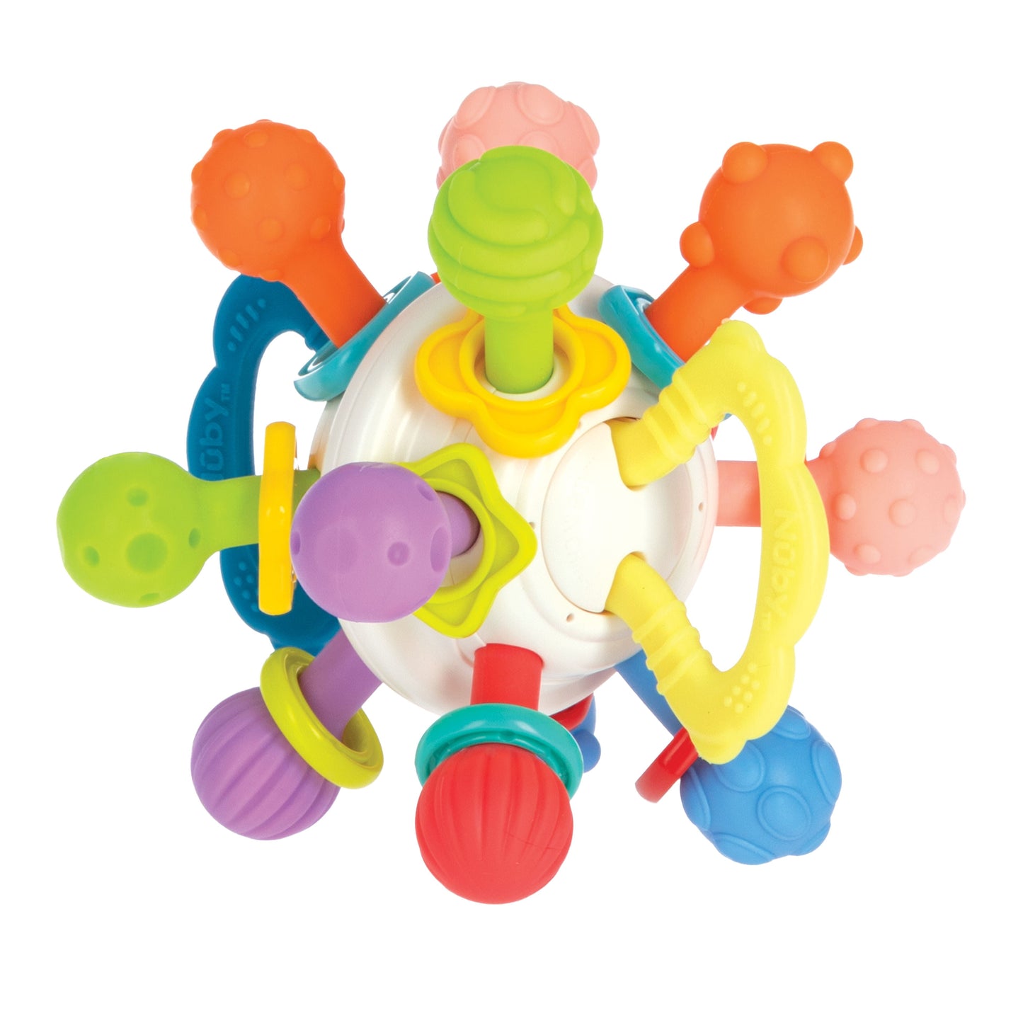 Textured Twist Ball Baby Teether Toy with Colorful Rattle