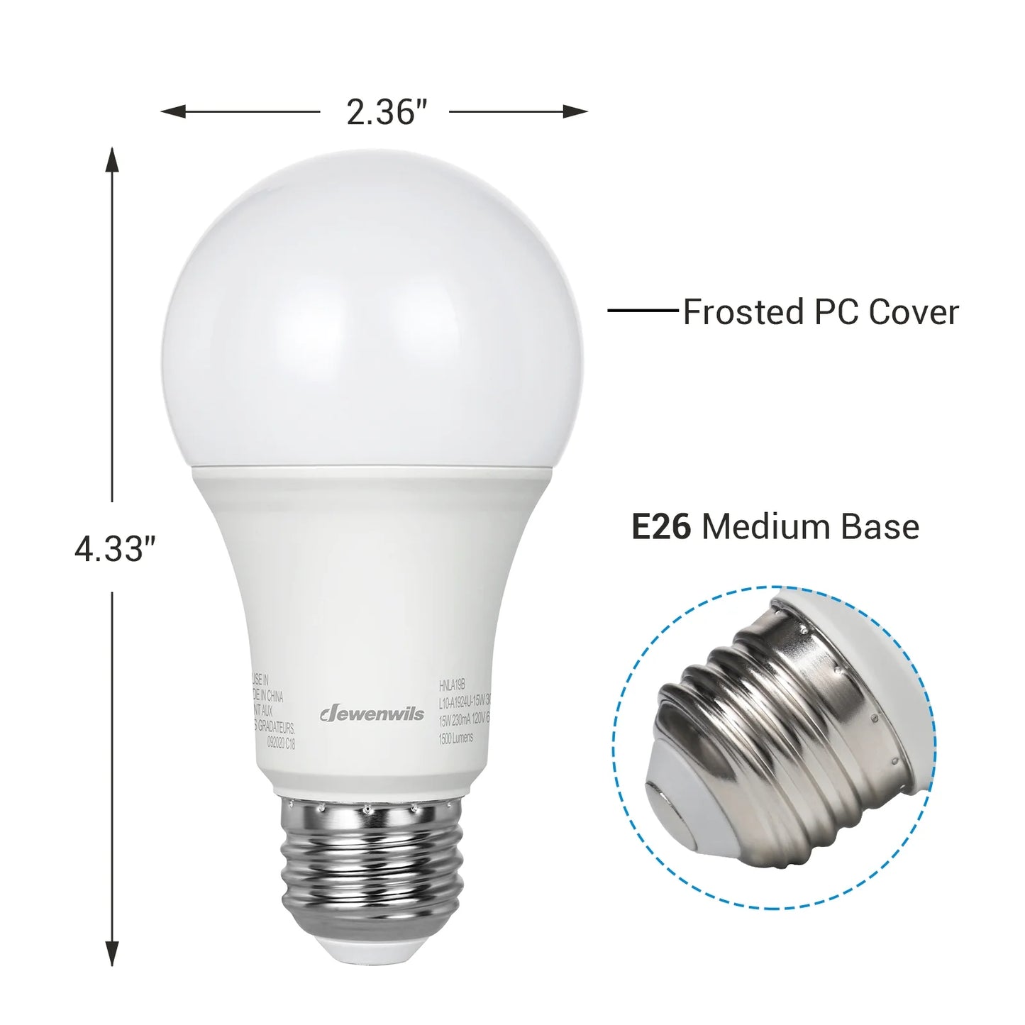 LED Light Bulbs 100 Watt Equivalent, 3000K Soft White, 14 Watt 1500 Lumen E26 Base, Non-Dimmable 8-Pack