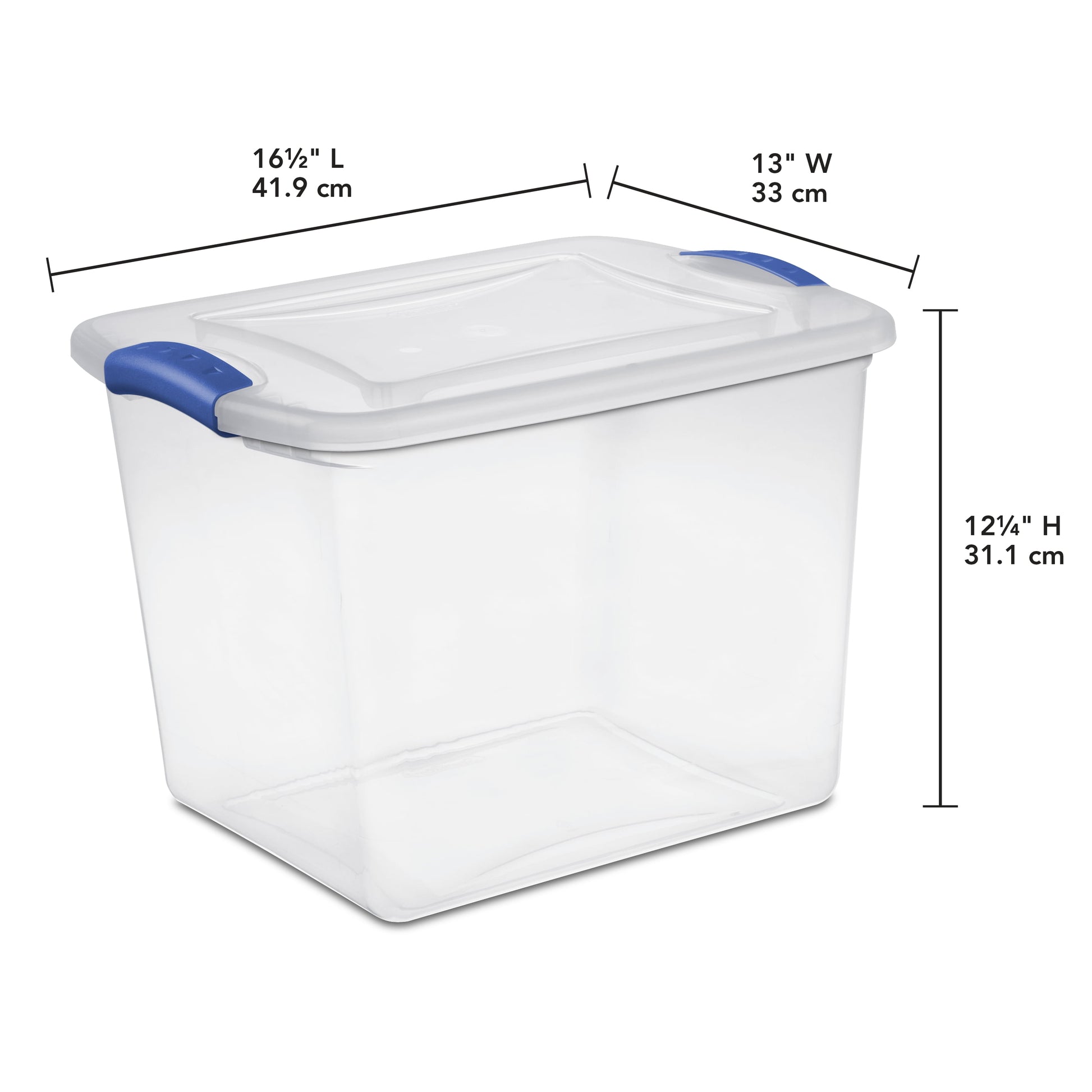 (2 Pack)  27 Qt. Clear Plastic Storage Bin, Clear Plastic Storage Container with Lid and Blue Latches