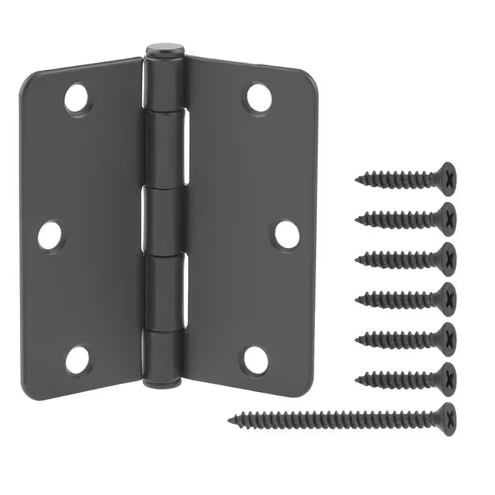 3-1/2 In. X 1/4 In. Radius Matte Black Squeak-Free Door Hinge