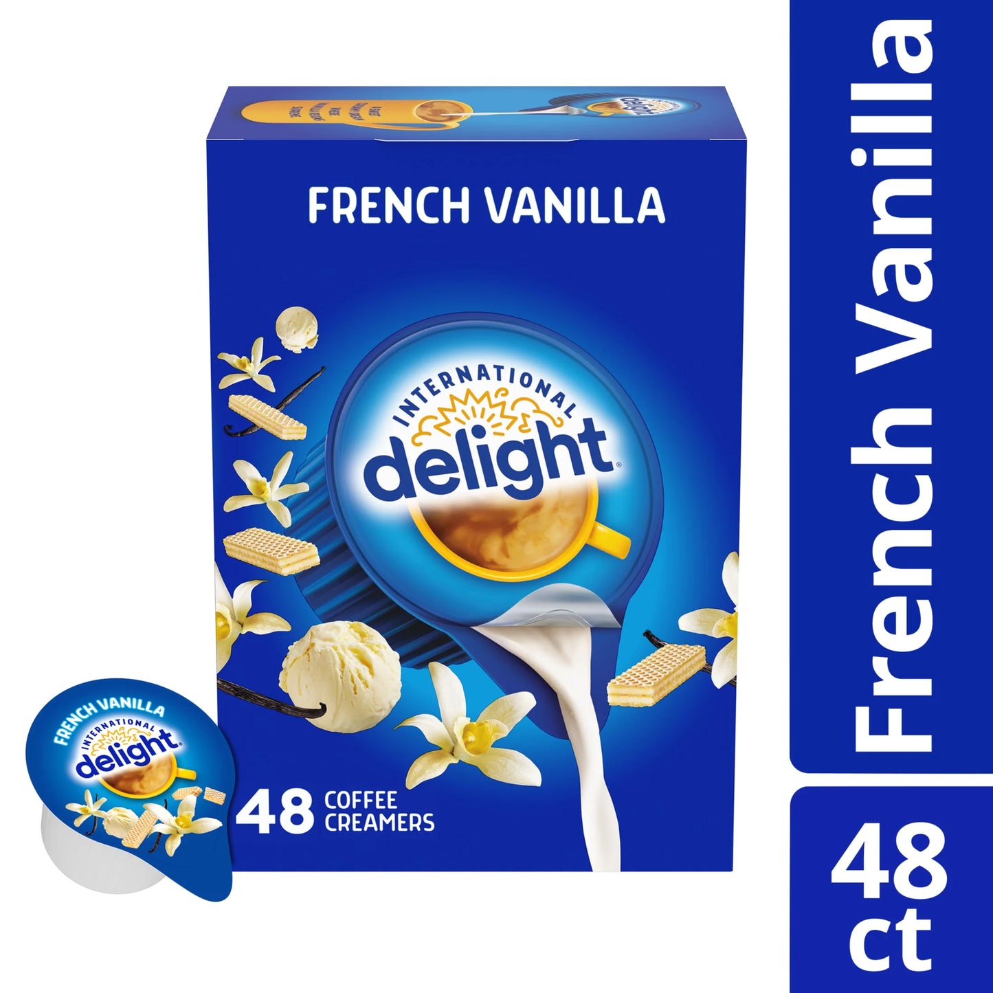 (3 Pack)  French Vanilla Coffee Creamer Singles, 48 Count