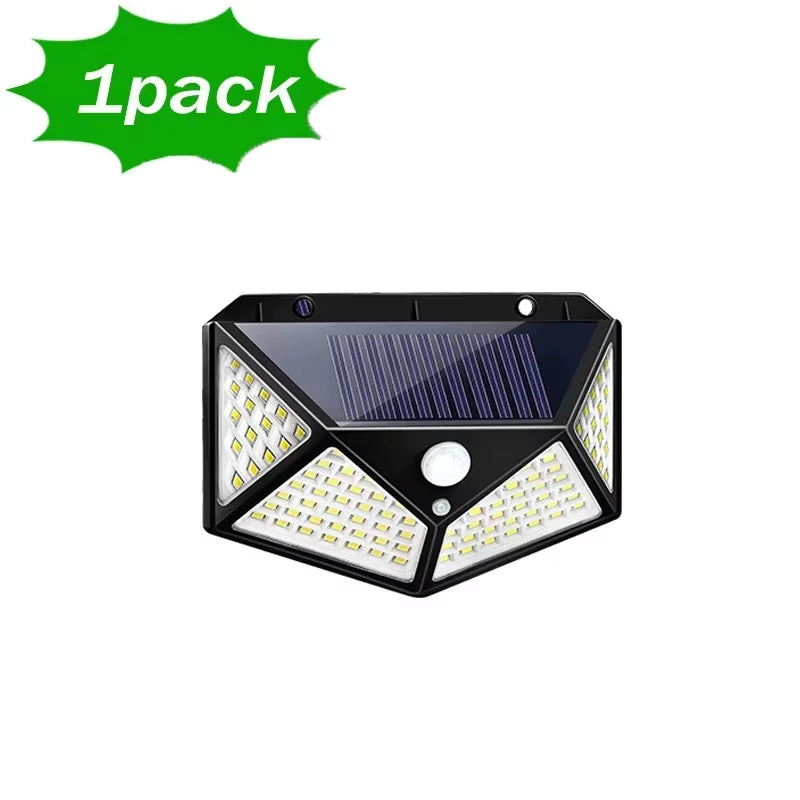 LED Solar Wall Lamp with Motion Sensor, 4 Sides, Luminous, Waterproof, Outdoor, Garden, Courtyard, 100 LED, 1-12Pcs