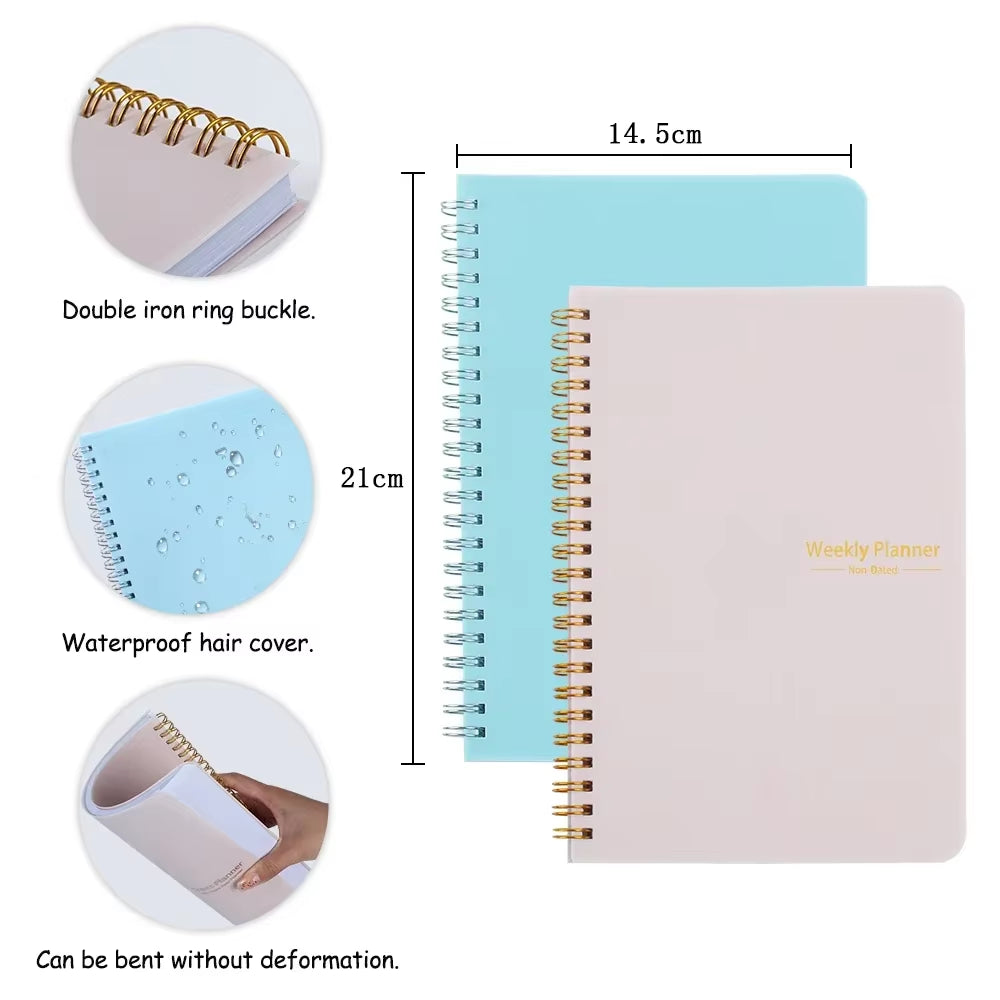 2025 Weekly Planner Undated Spiral Agenda A5 Notebook Planner Pouch 52 Weeks Planner Schedules Stationery Office School Supplies