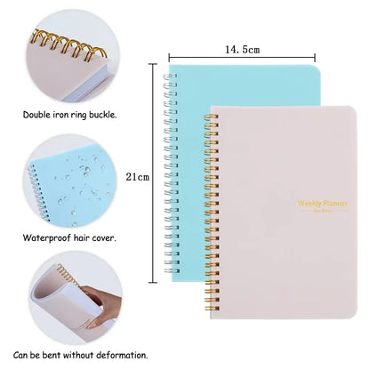 2025 Weekly Planner Undated Spiral Agenda A5 Notebook Planner Pouch 52 Weeks Planner Schedules Stationery Office School Supplies