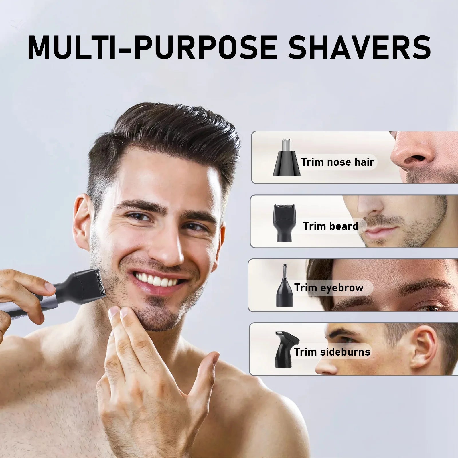 Nose Hair Trimmer for Men Rechargeable Eyebrow Beard Trimmer Waterproof