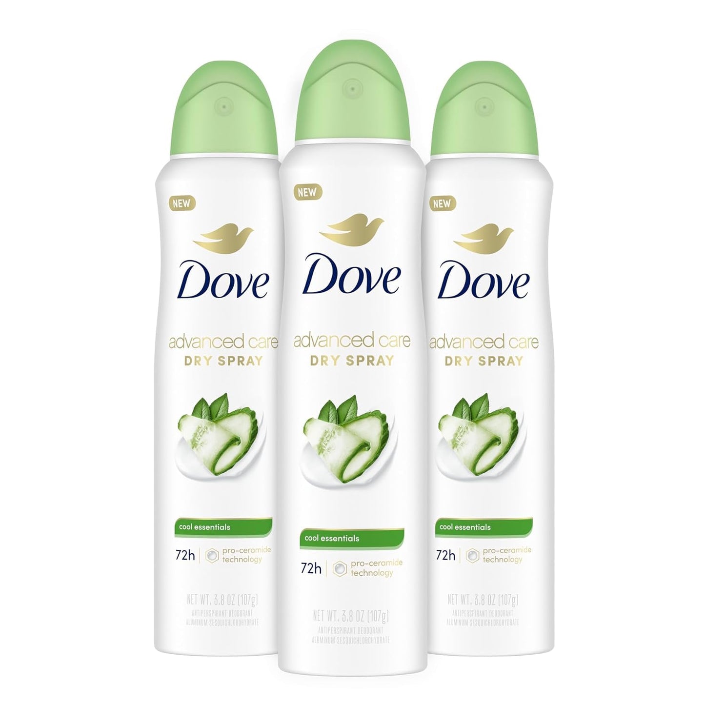 Advanced Care Antiperspirant Deodorant Dry Spray Cool Essentials 3 Count Antiperspirant Deodorant for Helping Your Skin Barrier Repair after Shaving with Pro Ceramide Technology 3.8 Oz