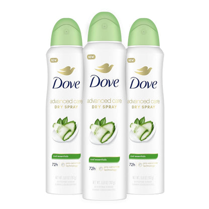 Advanced Care Antiperspirant Deodorant Dry Spray Cool Essentials 3 Count Antiperspirant Deodorant for Helping Your Skin Barrier Repair after Shaving with Pro Ceramide Technology 3.8 Oz