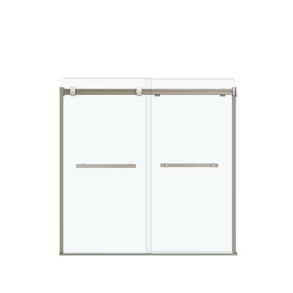 Duel Brushed Nickel 56-In to 59-In W X 59-In H Frameless Bypass Sliding Bathtub Door