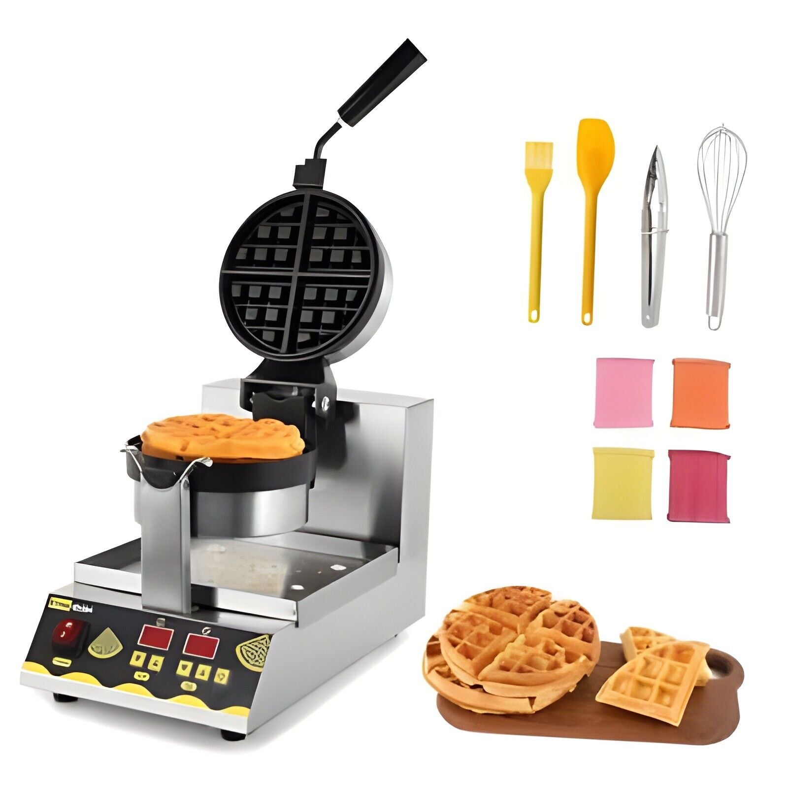 Belgian Waffle Maker Commercial Intelligent round Waffle Maker Rotating 180°