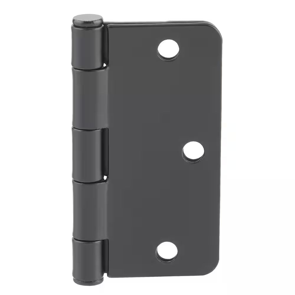 3-1/2 In. X 1/4 In. Radius Matte Black Squeak-Free Door Hinge