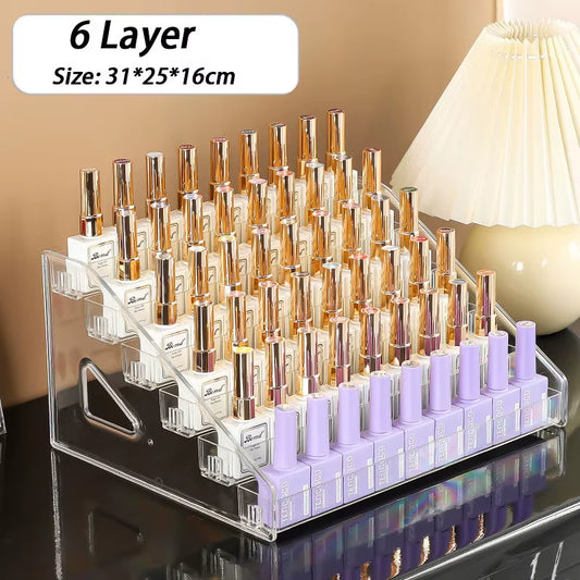 1/3/4/5/6/7 Layers Acrylic Nail Polish Display Organizer Gel Shelf Quick Install Cosmetic Rack Jewelry Stand Manicure Storage