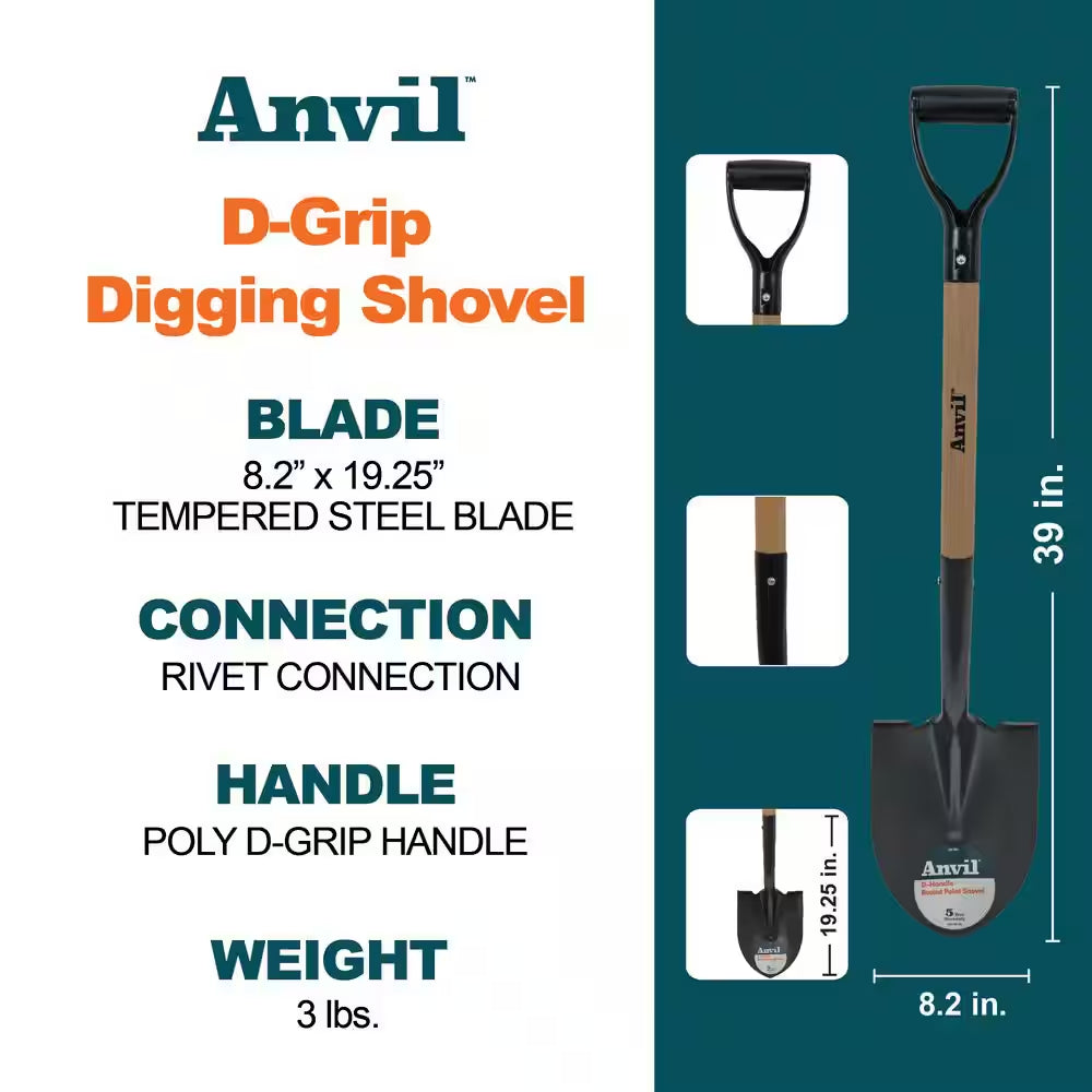 18 In. Handle, D-Handle Digging Shovel