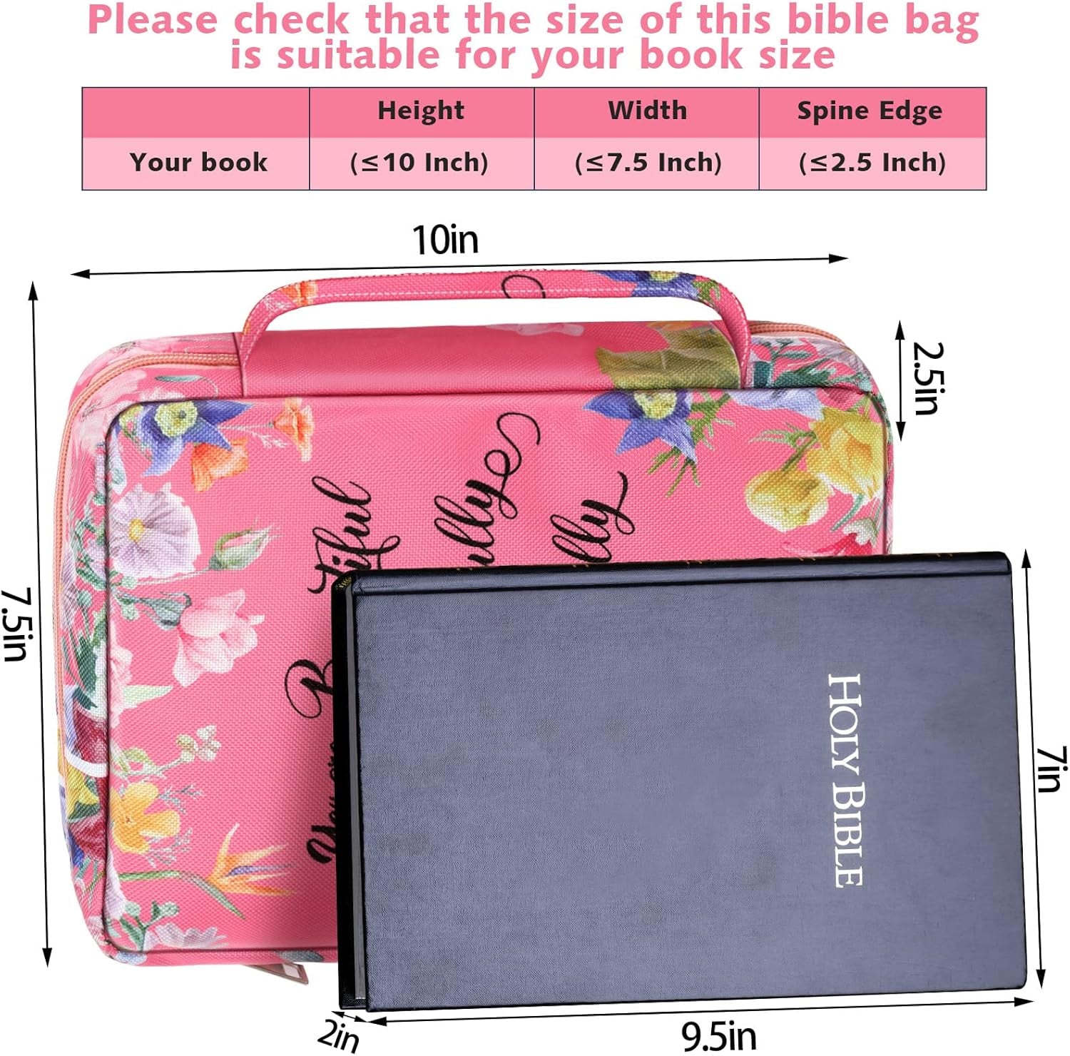 Laumoi Bible Cover Floral Bible Case 10'' Women Bible Bag Portable Bible