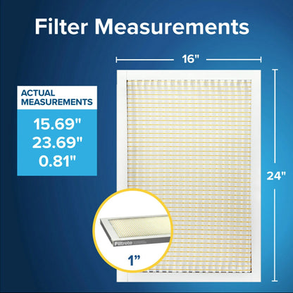 16X24X1 Air Filter, MPR 300 MERV 5, Dust Reduction, 1 Filter