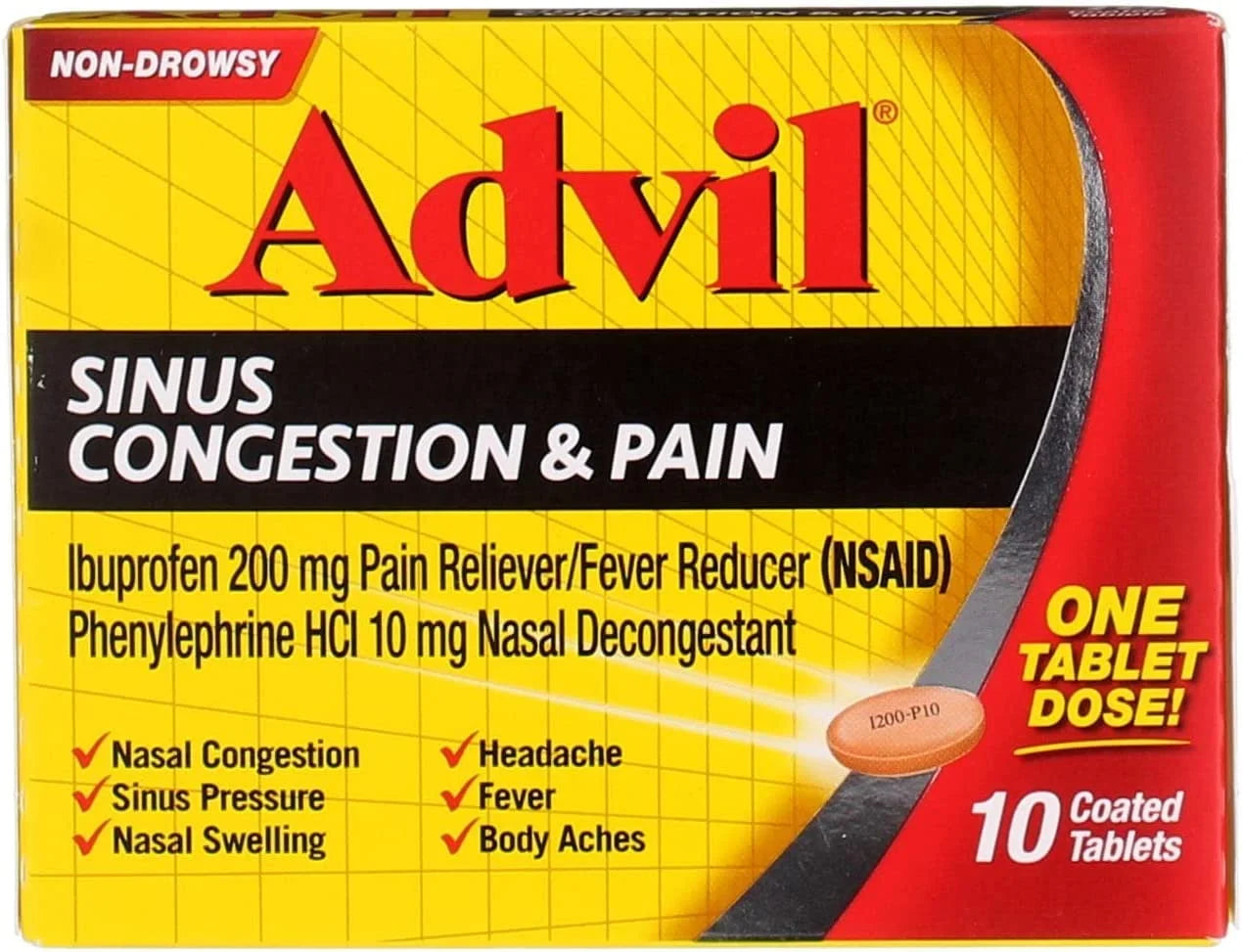 Sinus Congestion and Pain Coated Tablets, Non-Drowsy - 10 Ea, 2 Pack