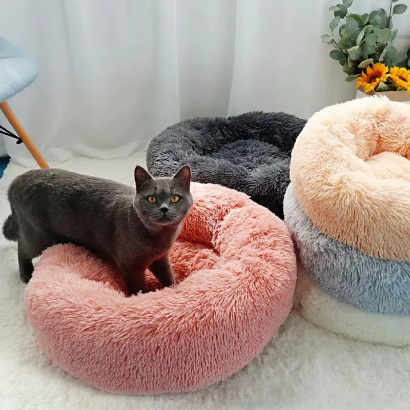 Round Cat Beds House Soft Long Plush Best Pet Dog Bed for Dogs Basket Pet Products Cushion Cat Bed Cat Mat Animals Sleeping Sofa