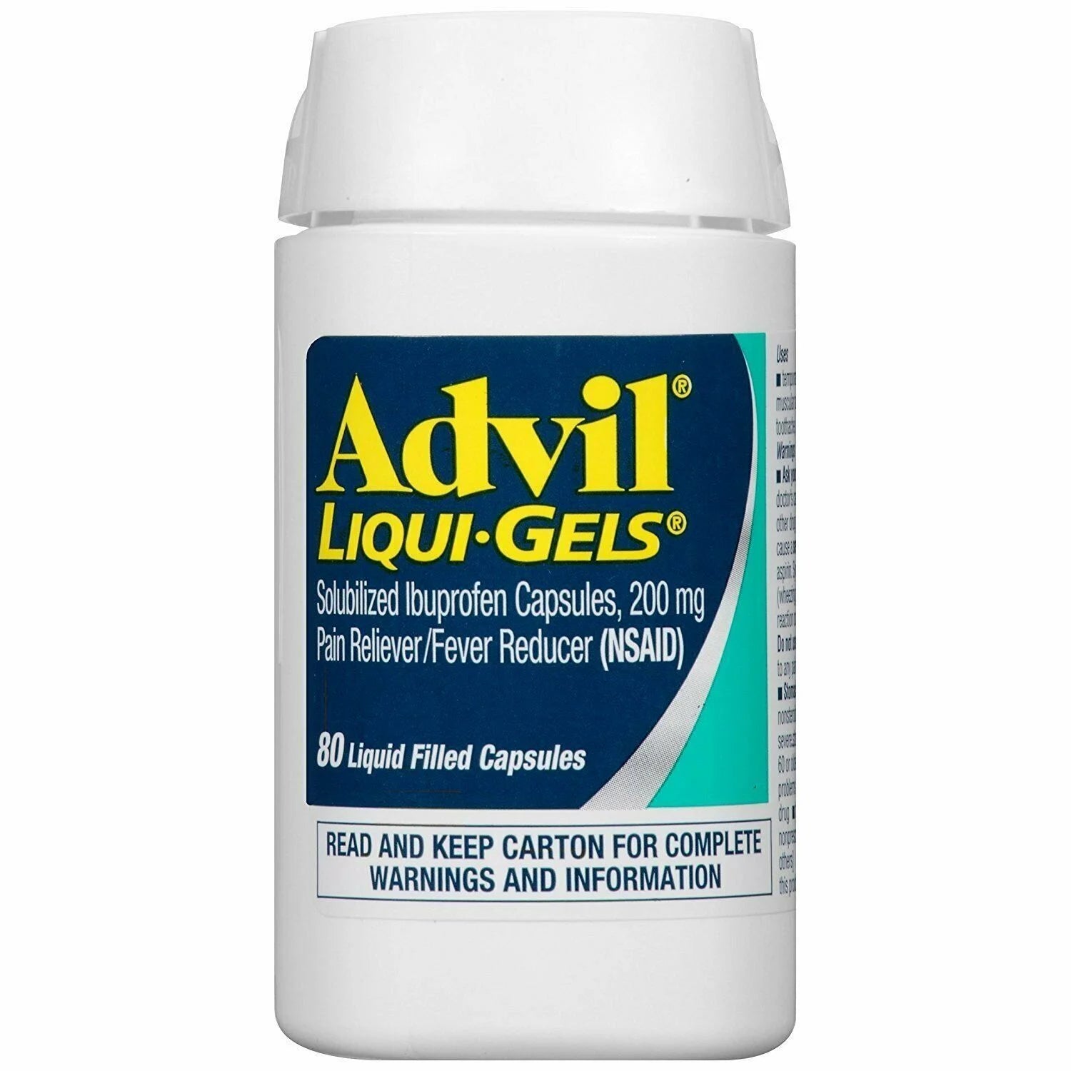 Liqui-Gels Pain Reliever and Fever Reducer, Ibuprofen 200Mg for Pain Relief - 80 Liquid Filled Capsules