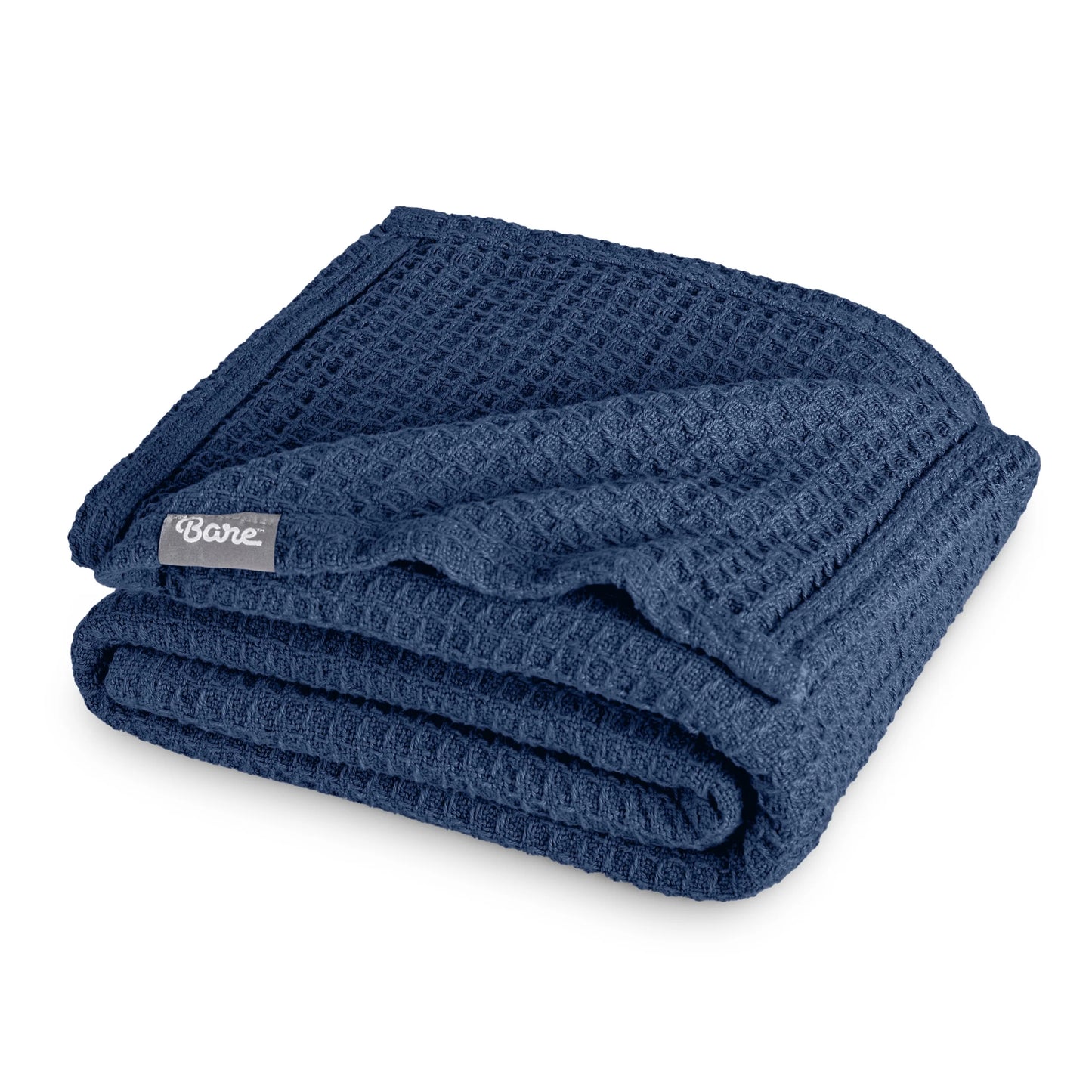 Waffle Blanket - 100% Cotton - Lightweight & Breathable - Full/Queen, Dark Blue